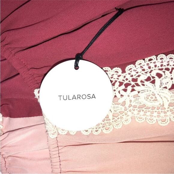 NEW TULAROSA Pink Red Rose White Lace Colorblock Boho Alexa Blouse Top Shirt S - Picture 8 of 13